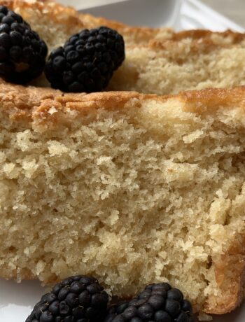 Sour Cream Pound Cake on White Plate
