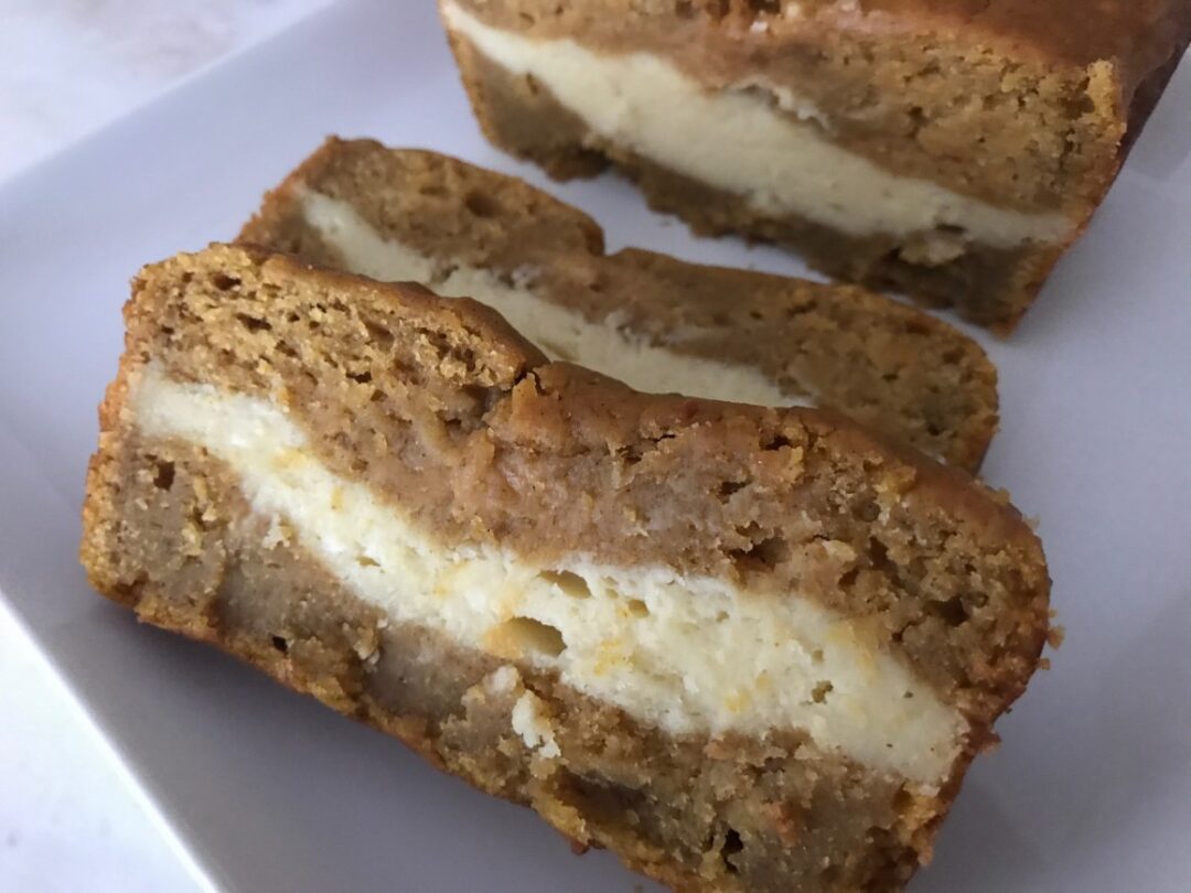 Pumpkin Banana Cream Cheese Swirl Bread