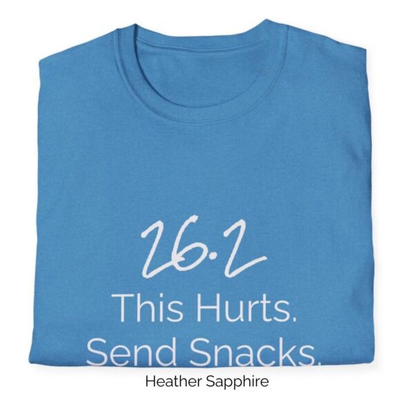 Heather Sapphire variation of 26.2 Hurts shirt design
