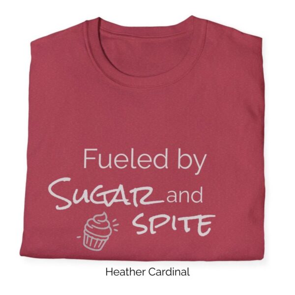 Heather Cardinal variation of Sugar and Spite T-shirt