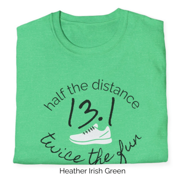 Heather Irish Green variant of 13.1 shirt design.
