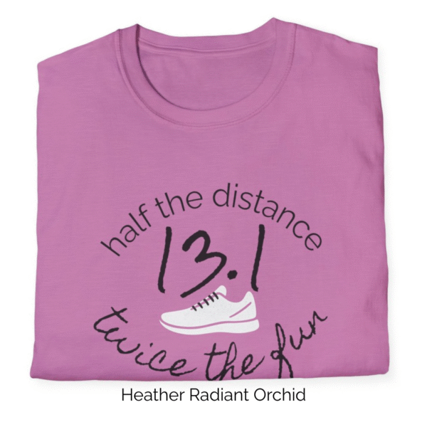 Heather Radiant Orchid variant of 13.1 shirt design.