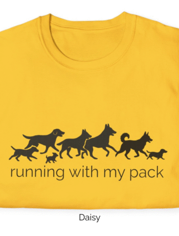 Daisy variant of Running with Pack T-shirt.