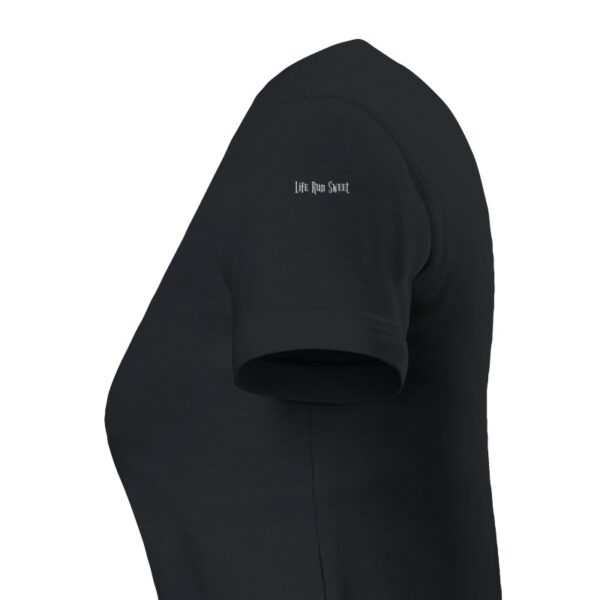 Side view with branded Life Run Sweet logo on shirt sleeve.